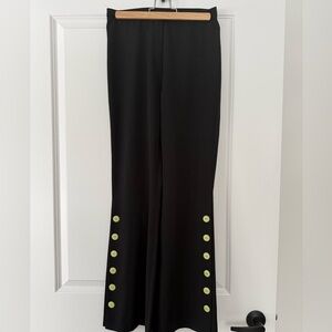 Elegant Black Wide-Leg Pants with Button Accents